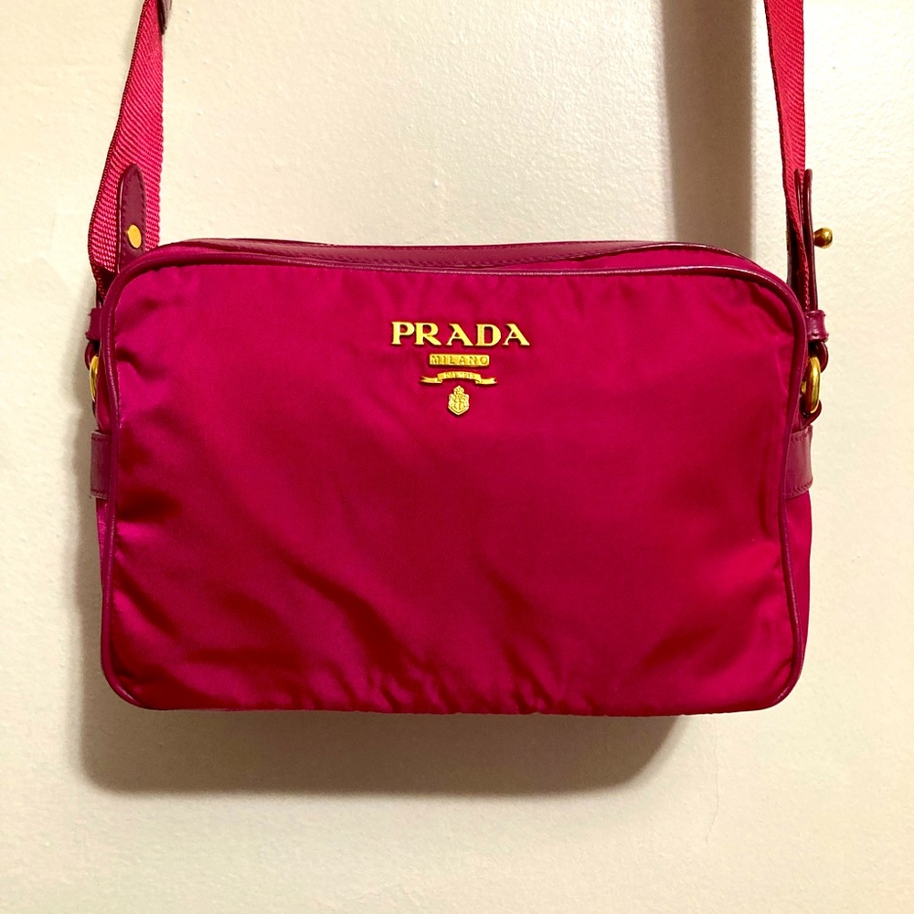 PRADA MILANO BAG ROSE RED TESSUTO-SOFT CA